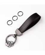 Turcee Leather Car Keychain,Creative Personality Leather Car Key Fob,Car Accessories Universal Key Fob Keychain For Men And Women (Black)