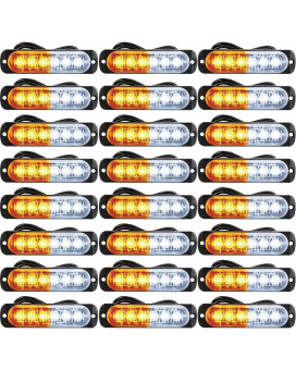 Led Amber Strobe Lights Vehicle Emergency Strobe Lights For Trucks Led Flashing Car Lights Windshield Lights Bars Hazard Shiny Mount Strobe Lights With Pads Screws For Off Road Car (24 Pieces)