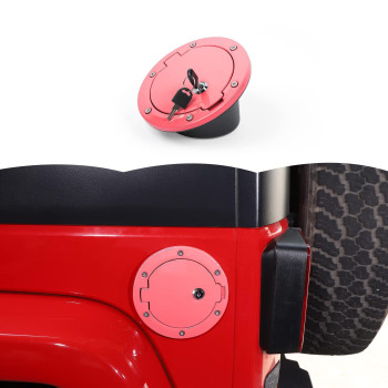 Rt-Tcz Fuel Filler Door Locking Gas Tank Cap Cover Accessories For Jeep Wrangler 2007-2018 Jk Jku,Locking Pink