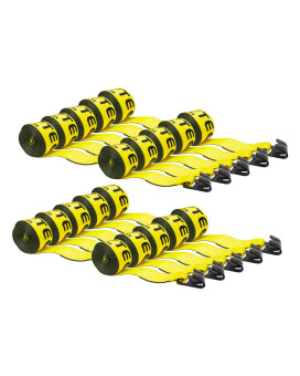 Mytee Products Winch Straps 4" x 30' Yellow Heavy Duty Tie Down w/Flat Hook WLL# 5400 lbs | 4 Inch Cargo Control for Flatbed Truck Utility Trailer (20 Pack)