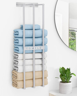 Bathroom Towel Storage Wall, Bethom Towel Rack For Bathroom Wall Mounted, Bath Towel Holder Wall Can Holds Up To 6 Large Size(63X40 Inch) Of Rolled Towels, Brushed Nickel