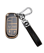 For Dodge Challenger Key Fob Cover - Soft Tpu Key Case Protector With Leather Keychain For Durango Charger,Jeep Grand Cherokee Renegade Compass Comander Smart Remote Key,3 4 5 Buttons