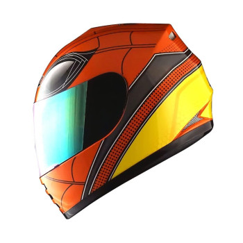 Wow Motorcycle Full Face Helmet Street Bike Bmx Mx Youth Kids Spider Orange