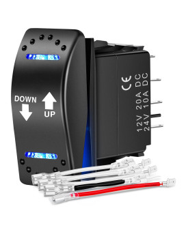 Nilight Down Up Polarity Reverse Switch Dpdt 20A 7Pin Momentary Rocker Switch On Off On Switch 12V 24V Toggle Switch Jumper Wires For Control Motor For Hoist, Crane, Linear Actuator, 2 Years Warranty