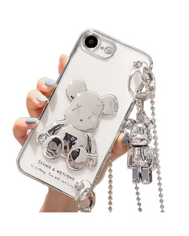 Iphone 7 Caseiphone 8 Casese 2020 Case, Cute Cartoon 3D Cover With Metal Lanyard Bell Pendant And Bear Doll, Tpu Protective Apple Iphone Case 47 Inch Kawaii Cover Case For Kids Girls Women