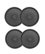 Maicican Car Cup Holder Coaster, 4Pcs Seat 275 Inch Non-Slip Silicone Cup Holders Embedded In Decoration Coasters, Car Interior Accessories Universal, Flowers Figure, Black