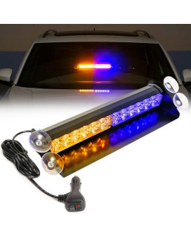 Booyu 148In Led Windshield Emergency Strobe Dash Light Bar 1224V Interior Visor Deck Flashing Hazard Safety Warning Lights For Police Law Enforcement Pov Trucks Vehicles Amberblue]12 Leds]18W]