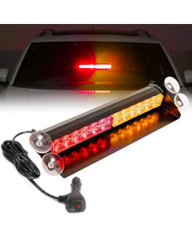 Booyu 148In Led Windshield Emergency Strobe Dash Light Bar 1224V Interior Visor Deck Flashing Hazard Safety Warning Lights For Police Law Enforcement Pov Trucks Vehicles Amberred]12 Leds]18W]