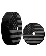 Foruidea Black America Flag Spare Tire Cover With Backup Camera Hole Wheel Tire Cover Fit Trailer, Rv, Suv And Many Vehicle 14Inch