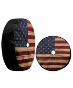 Foruidea American Flag Reclaimed Wood Spare Tire Cover With Backup Camera Hole Wheel Tire Cover Fit Trailer, Rv, Suv And Many Vehicle 15Inch