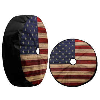 Foruidea American Flag Reclaimed Wood Spare Tire Cover With Backup Camera Hole Wheel Tire Cover Fit Trailer, Rv, Suv And Many Vehicle 15Inch