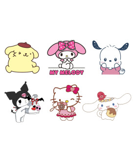 6 Pcs Anime Kitty Car Accessories Anime Car Decals Stickers Waterproof Car Stickers (Kitty A)