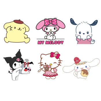 6 Pcs Anime Kitty Car Accessories Anime Car Decals Stickers Waterproof Car Stickers (Kitty A)