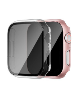 Cuteey 2 Pack For Apple Watch Se 2022 Series 6 5 4 Se Privacy Screen Protector Case 44Mm, Unti-Spy Glass Protector Hard Pc Cover Bumper For Iwatch Se 6 5 4 44Mm Accessories, Roseclear