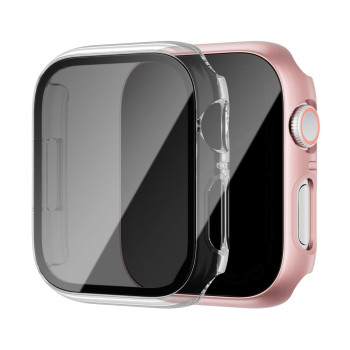 Cuteey 2 Pack For Apple Watch Se 2022 Series 6 5 4 Se Privacy Screen Protector Case 44Mm, Unti-Spy Glass Protector Hard Pc Cover Bumper For Iwatch Se 6 5 4 44Mm Accessories, Roseclear