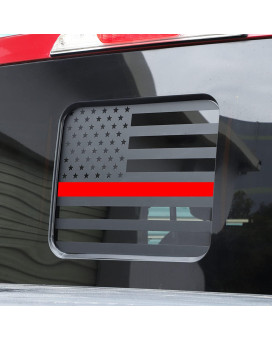 Zxiaochun Rear Middle Window American Flag Decal For Ford F150 F250 F350 2015-2022 2023 Back Centre Sliding Window Glass Usa Flag Vinyl Sticker (Thin Red Line)