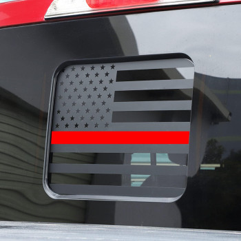 Zxiaochun Rear Middle Window American Flag Decal For Ford F150 F250 F350 2015-2022 2023 Back Centre Sliding Window Glass Usa Flag Vinyl Sticker (Thin Red Line)