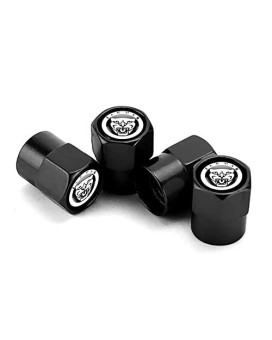 4Pcs Auto Tire Air Valve Caps- Car Wheel Tyre Dust Stems Cover With Logo Emblem Waterproof Dust-Proof Universal Fit For All Cars (Black, Fit A)