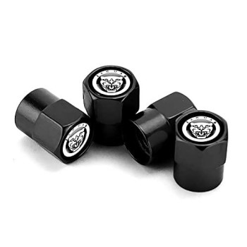 4Pcs Auto Tire Air Valve Caps- Car Wheel Tyre Dust Stems Cover With Logo Emblem Waterproof Dust-Proof Universal Fit For All Cars (Black, Fit A)