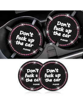 Jeseny Pack-2 Car Cup Hoder Coaster,Silicone Cup Holder Coaster, Auto Cup Holder Coaster Universal Fit, (Dont Fuck Up The Car Please Pink) Black Coaster