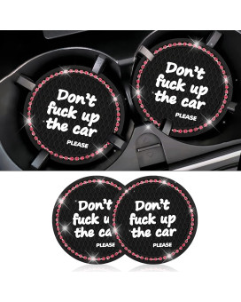 Jeseny Pack-2 Car Cup Hoder Coaster,Silicone Cup Holder Coaster, Auto Cup Holder Coaster Universal Fit, (Dont Fuck Up The Car Please Red) Black Coaster