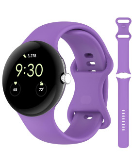 Ingido Compatible For Google Pixel Watch Band, Pixel Watch Soft Silicone Wristband Waterproof Sport Strap Band For Google Pixel Watch 2022(Purple-S)