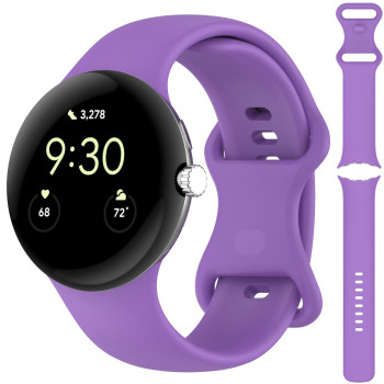 Ingido Compatible For Google Pixel Watch Band, Pixel Watch Soft Silicone Wristband Waterproof Sport Strap Band For Google Pixel Watch 2022(Purple-S)