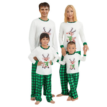 Awoscut Christmas Family Pajamas Holiday Christma Pajama Family Matching Pjs Set Cute Sleepwear Elk Xmas Jammies(726, Baby, 6 Months)