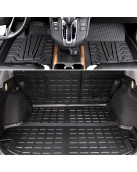 Powoq Fit 2017-2022 Honda Crv Rear Trunk Mat Floor Mats Rear Backrest Mat All Weather Cargo Liner For 2017-2022 Honda Cr-V Accessories (Rear Backrest Matsrear Trunk Matfloor Mats, Fit Hybrid Model)