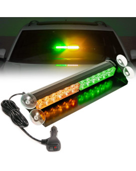 Booyu 148In Led Windshield Emergency Strobe Dash Light Bar 1224V Interior Visor Deck Flashing Hazard Safety Warning Lights For Police Law Enforcement Pov Trucks Vehicles Ambergreen]12 Leds]18W]