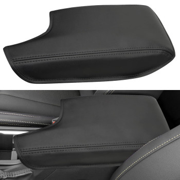 Locoy Center Console Armrest Cover Fit For Subaru Crosstrek Accessories 2018-2023 And Impreza 2017-2023 Arm Rest Box Protective Cover, Armrest Lid Leather Cover, Middle Console Cover (Black Stitches)