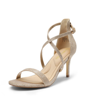 Dream Pairs Womens Dolce-1 Gold Glitter Fashion Stilettos Comfortable Open Toe Pump Heel Dress Wedding Party Sandals Size 95