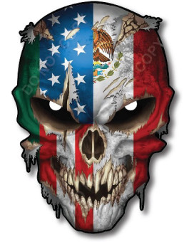 Decals By Haley Usa Mexico American Mexican Country Flag Decal With Reflective Eyes Bumper Sticker For Car Truck Suv Vinyl Outdoor Graphic - Safe For Vehicle Paint United States Patriotic Hispanic Latino Latina Pride