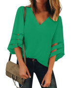 Lookbookstore Green Tops For Women Saint Patricks Day Shirt 2023 Summer Green Bell Sleeve Blouse Saint Patricks Day Outfits For Women Size M Size 8 10