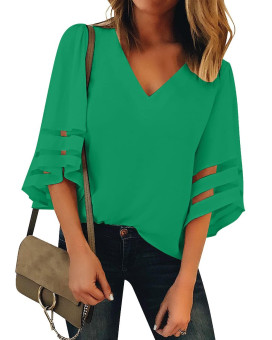 Lookbookstore Green Tops For Women Saint Patricks Day Shirt 2023 Summer Green Bell Sleeve Blouse Saint Patricks Day Outfits For Women Size M Size 8 10