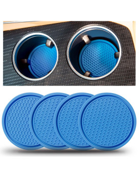 Car Cup Holder Coaster - 4 Pcs Automotive Drink Cup Holders Coasters Non-Slip Auto Interior Car Accessories For Women 275 Inch Blue