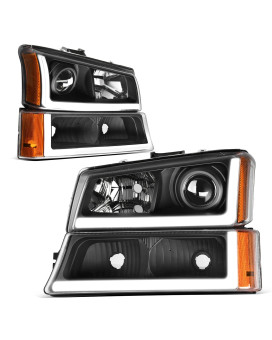 Autosaver88 Led Drl Projector Headlight Assembly Compatible With 2003 2004 2005 2006 Chevy Silverado 2003-2006 Avalanche Black Housing