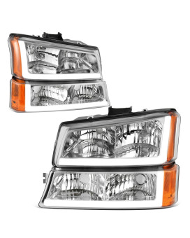 Autosaver88 Led Drl Headlight Assembly Compatible With 2003 2004 2005 2006 Chevy Silverado Avalanche 1500 2500 3500 Headlamp Chrome Housing