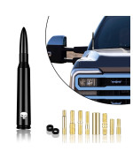 Nhhc Aluminum Alloy Skull Car Bullet Antenna,Compatible For Dodge Ford Toyota Jeep Gmc Replacement Antenna Truck Accessories,For Car Truck Antenna Replacement (Black)