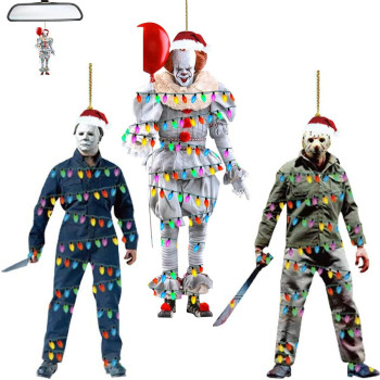 6Pcs Classic Horror Characters Car Air Fresheners Incense Chips Black Ice And Candy Scented Ornament Halloween Ornament Car Rearview Mirror Pendant Hanging Christmas Tree Decor Or Birthday Party (3Pcs-D)