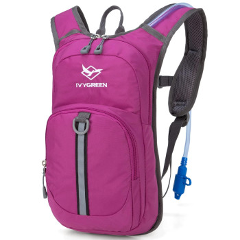 Ivygreen Kids Hydration Backpack, Hiking Backpack For Boys Or Girls With 15L Water Bladder (Purple 02)