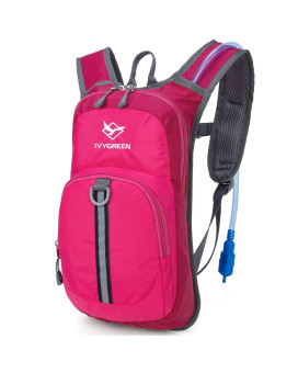 Ivygreen Kids Hydration Backpack, Hiking Backpack For Boys Or Girls With 15L Water Bladder (Rose Red)