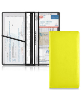 Car Registration And Insurance Card Holder Yellow Leather Glove Box Organize Men Women Wallet Accessories Case For Cards, Essential Document Driver License