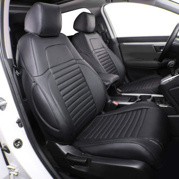 Ekr Custom Fit Crv Seat Covers For Select Honda Crv 2023 2024 - Full Set,Leather (Black)