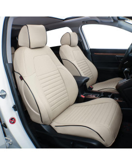 Ekr Custom Fit Crv Seat Covers For Select Honda Crv 2023 2024 - Full Set,Leather (Beige)