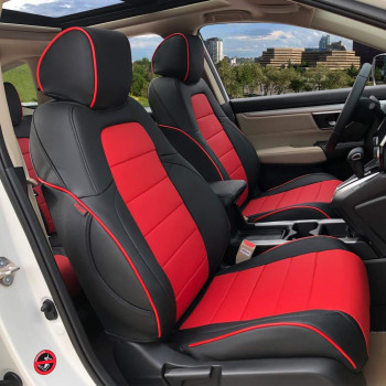 Ekr Custom Fit Crv Seat Covers For Select Honda Crv 2023 2024 - Full Set,Leather (Redblack)