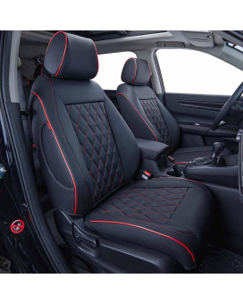 Ekr Custom Fit Crv Seat Covers For Select Honda Crv 2023 2024 - Full Set,Leather (Black With Red Piping)