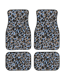 For U Designs Blue Leopard Print Floor Mats For Cars All Weather Heavy-Duty Floor Mats Anti-Slip Rubber Floor Mats Carpet Universal Interior Car Accessories,Set Of 4