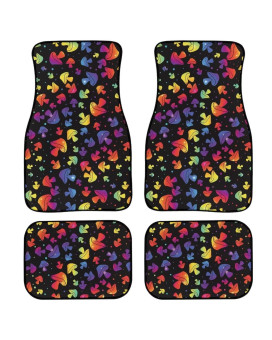 For U Designs Colorful Mushroom Print Car Floor Mats For Women Rubber Floor Mats All Weather Heavy Duty Anti-Slip Auto Floor Mats Carpet Car Accessories Set Of 4