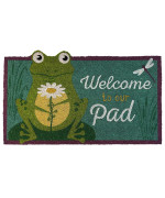 Briarwood Lane Daisy Frog Summer Natural Fiber Coir Doormat Lily Pad Outdoor 30 X 18